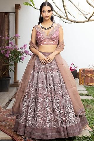 dark mauve tulle lehenga set