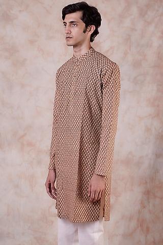 dark mustard printed kurta