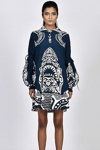 dark navy blue digital printed short tunic