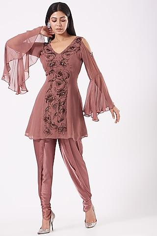 dark nude georgette kurta set