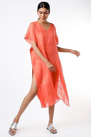 dark peach all over pintuck kaftan