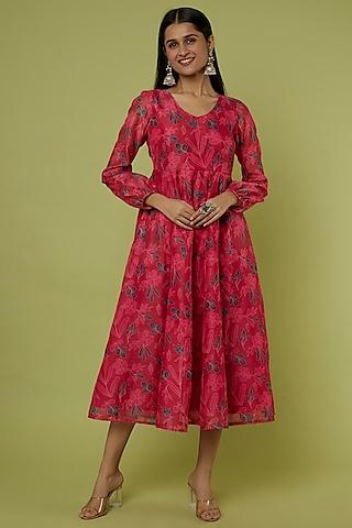 dark pink chanderi dress