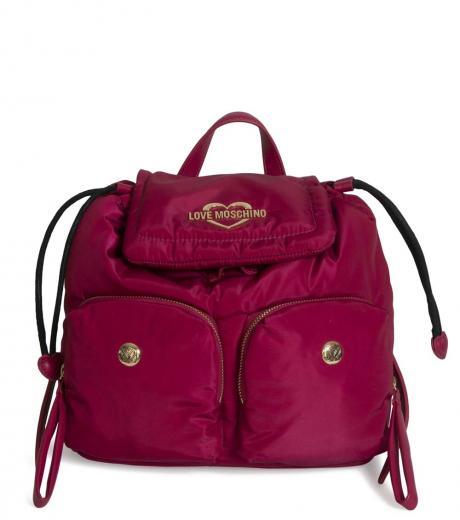 dark pink golden logo small backpack