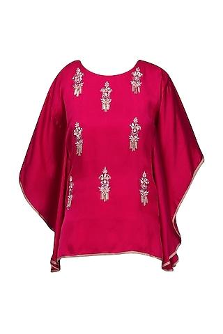 dark pink meera embellished cape sleeves top