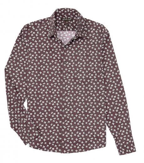 dark pink slim fit floral print shirt