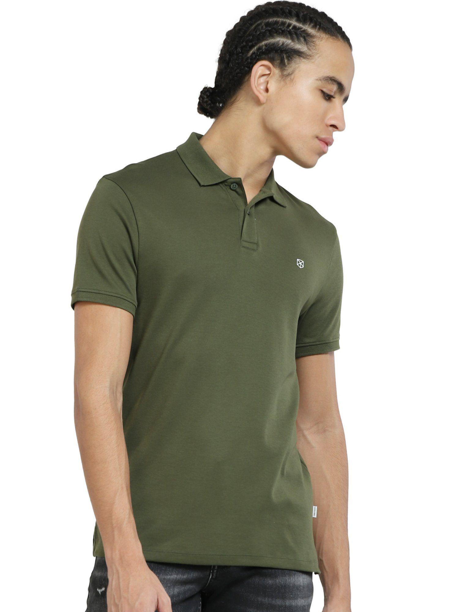 dark polo neck t-shirt in green