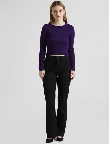 dark purple ribbed pullover