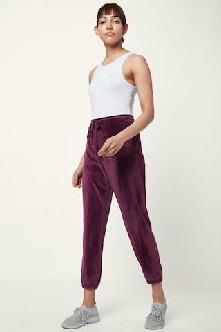 dark purple solid ankle-length active wear women regular fit joggers