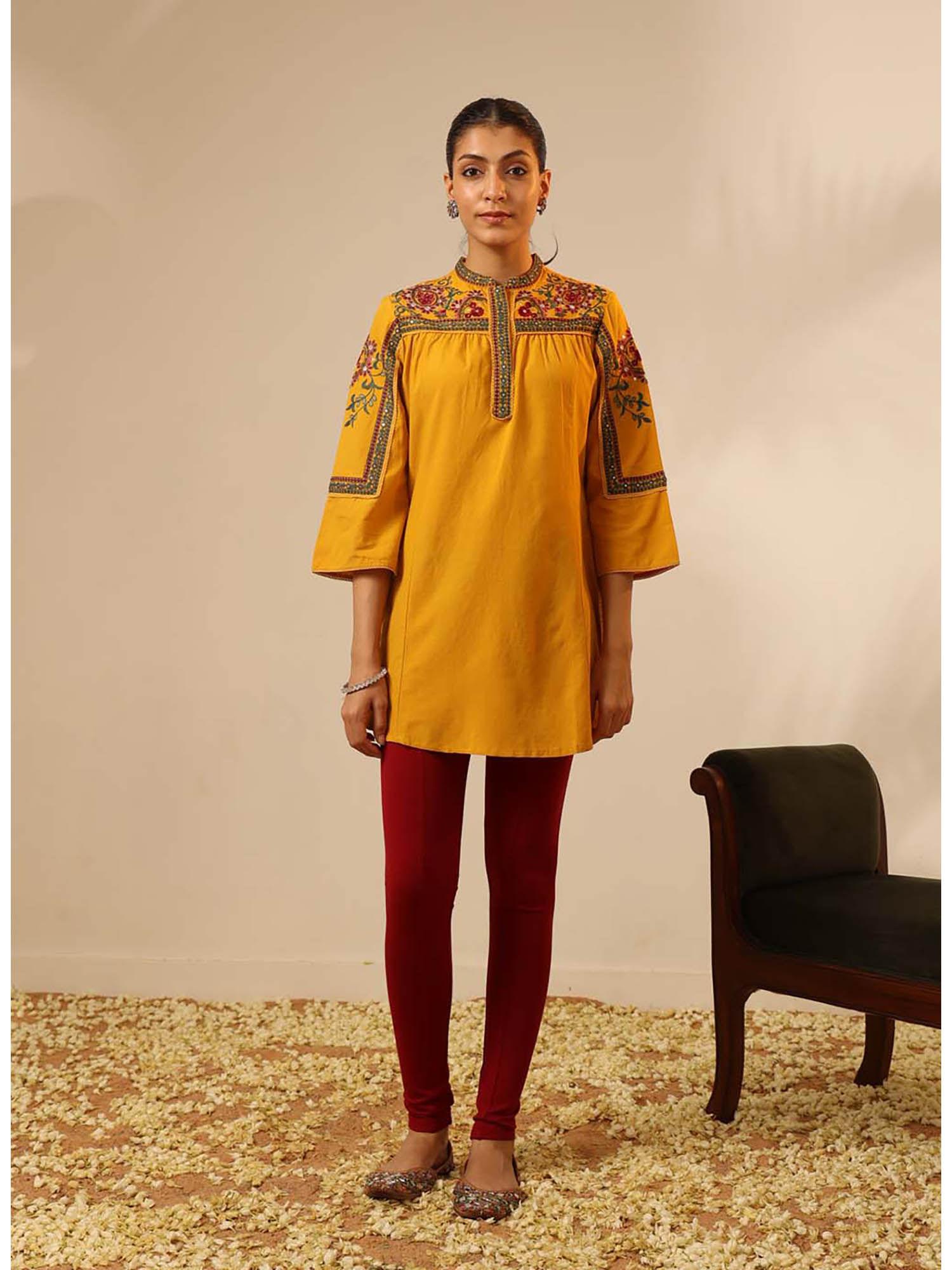 dark yellow embroidered tunic