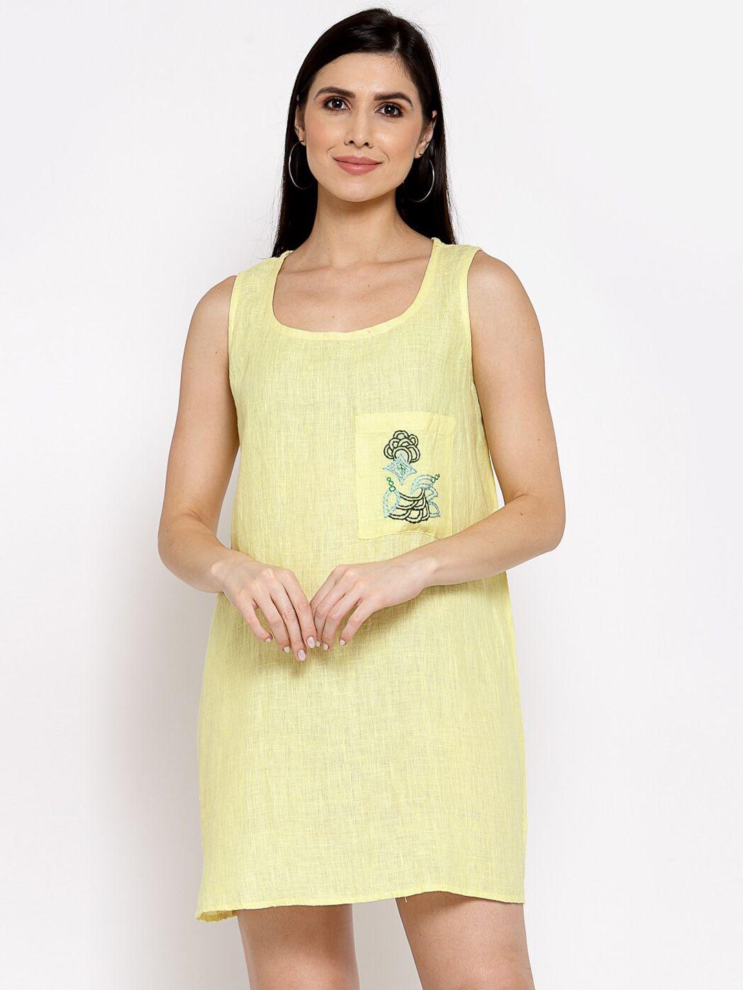 dart studio embroidered sleeveless linen a-line mini dress