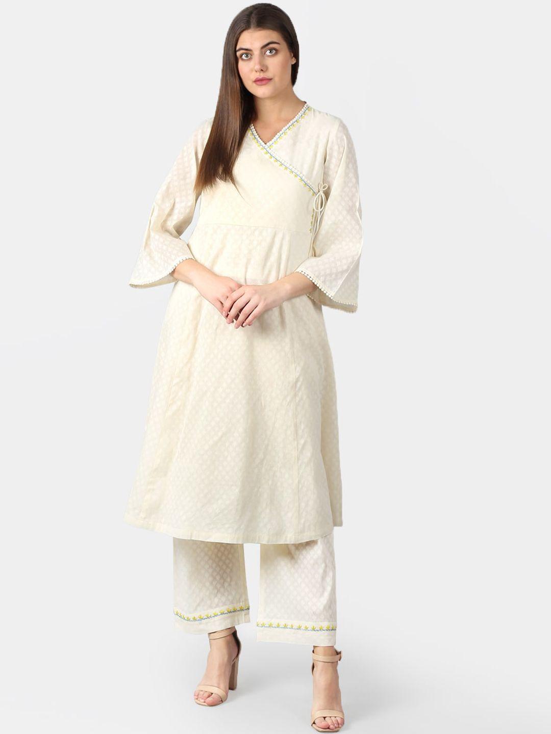 dart studio ethnic motifs woven design pure cotton a-line angrakha kurta