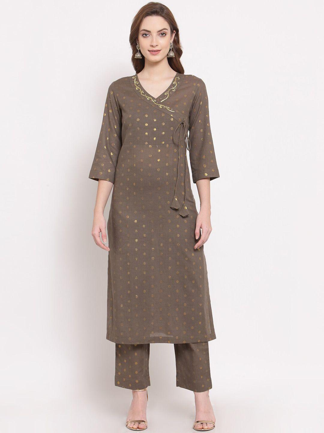 dart studio geometric woven design angrakha pure cotton kurta with trousers