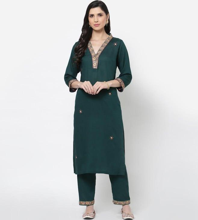 dart studio green straight kurta