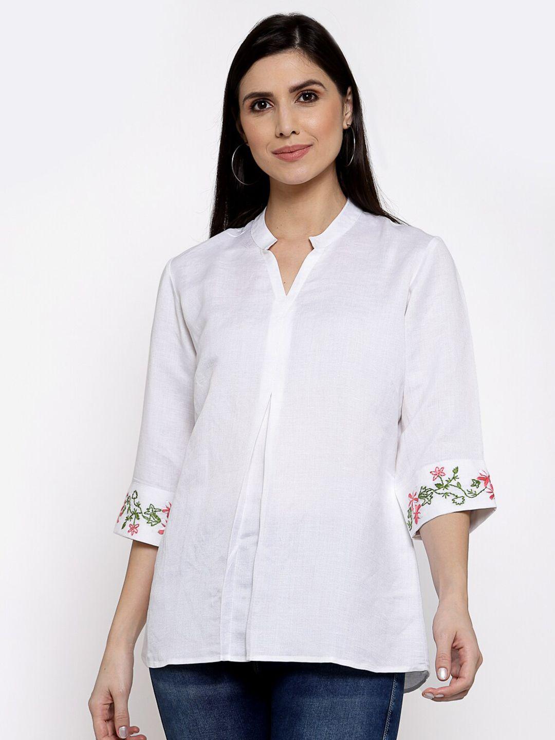 dart studio mandarin collar linen regular top