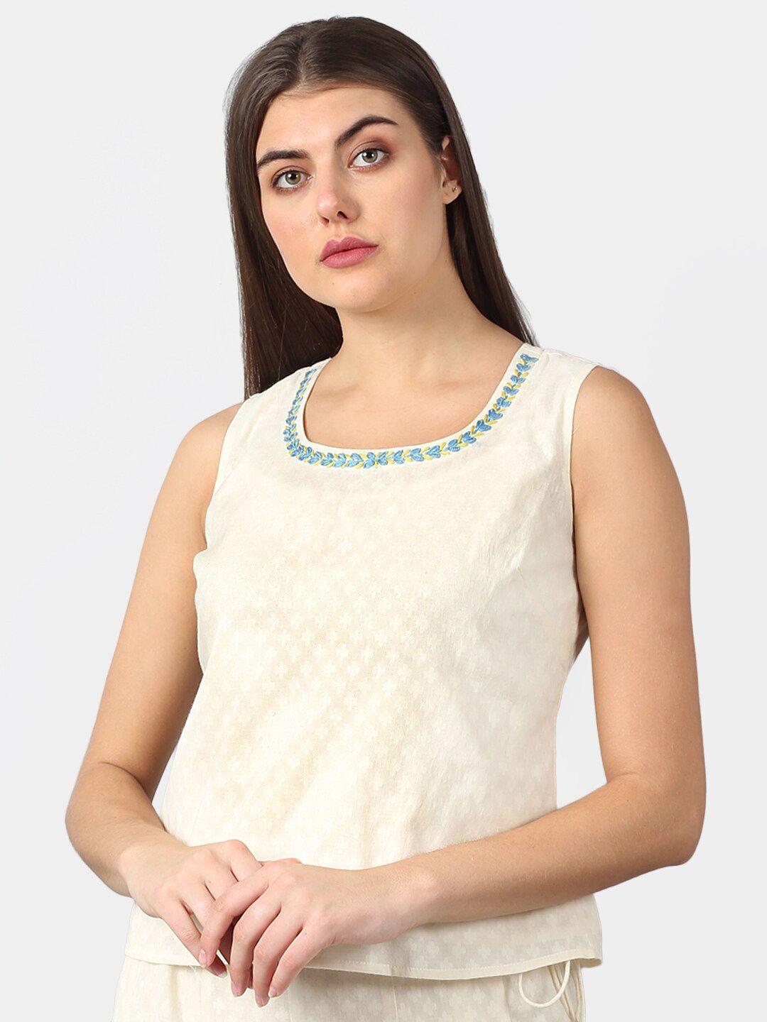 dart studio pure cotton sleeveless round neck top