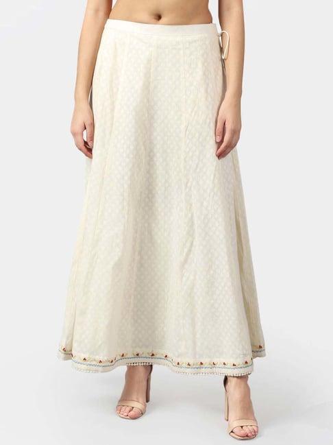 dart studio white cotton embroidered skirt