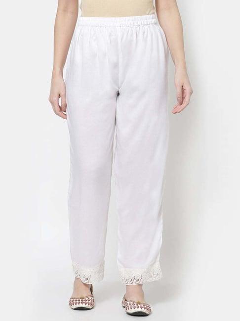 dart studio white regular fit palazzos