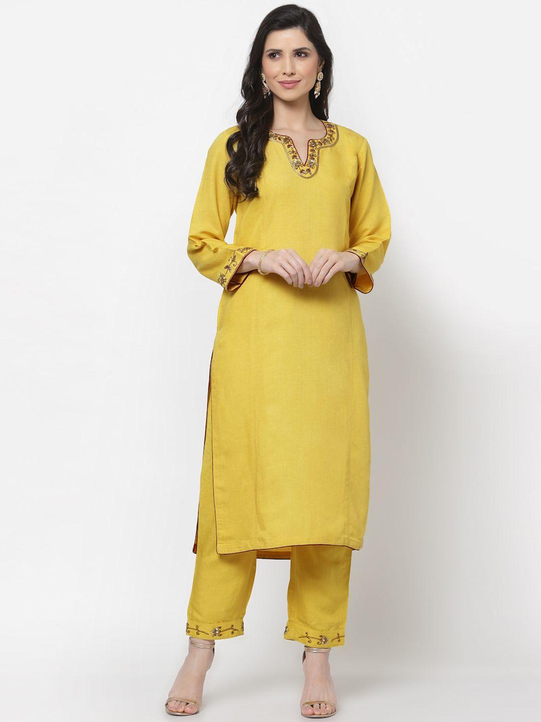 dart studio women yellow ethnic motifs gotta patti kurta