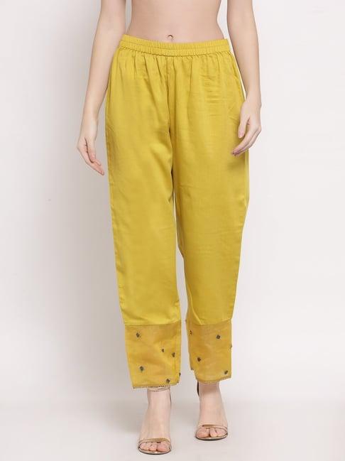 dart studio yellow embroidered palazzos