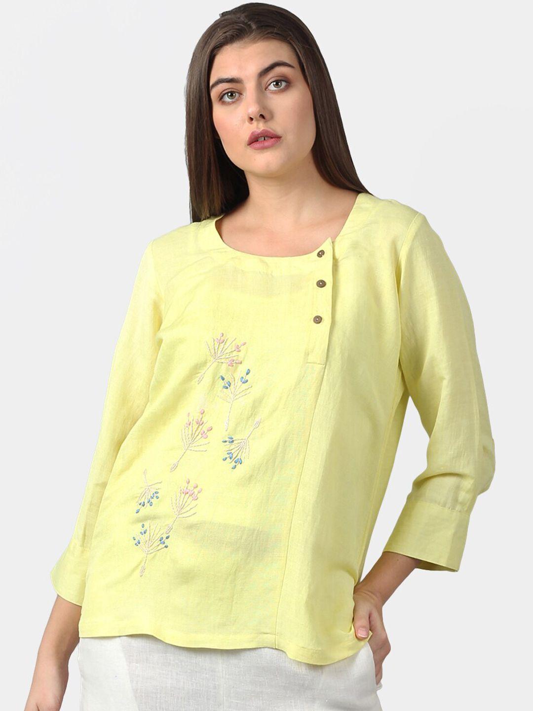 dart studio yellow linen regular top