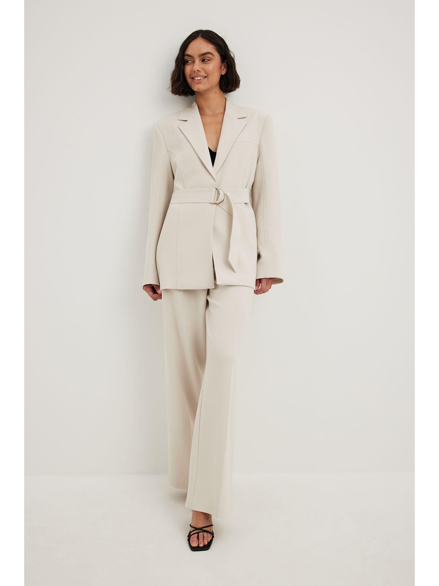 darted high waist suit pants sand