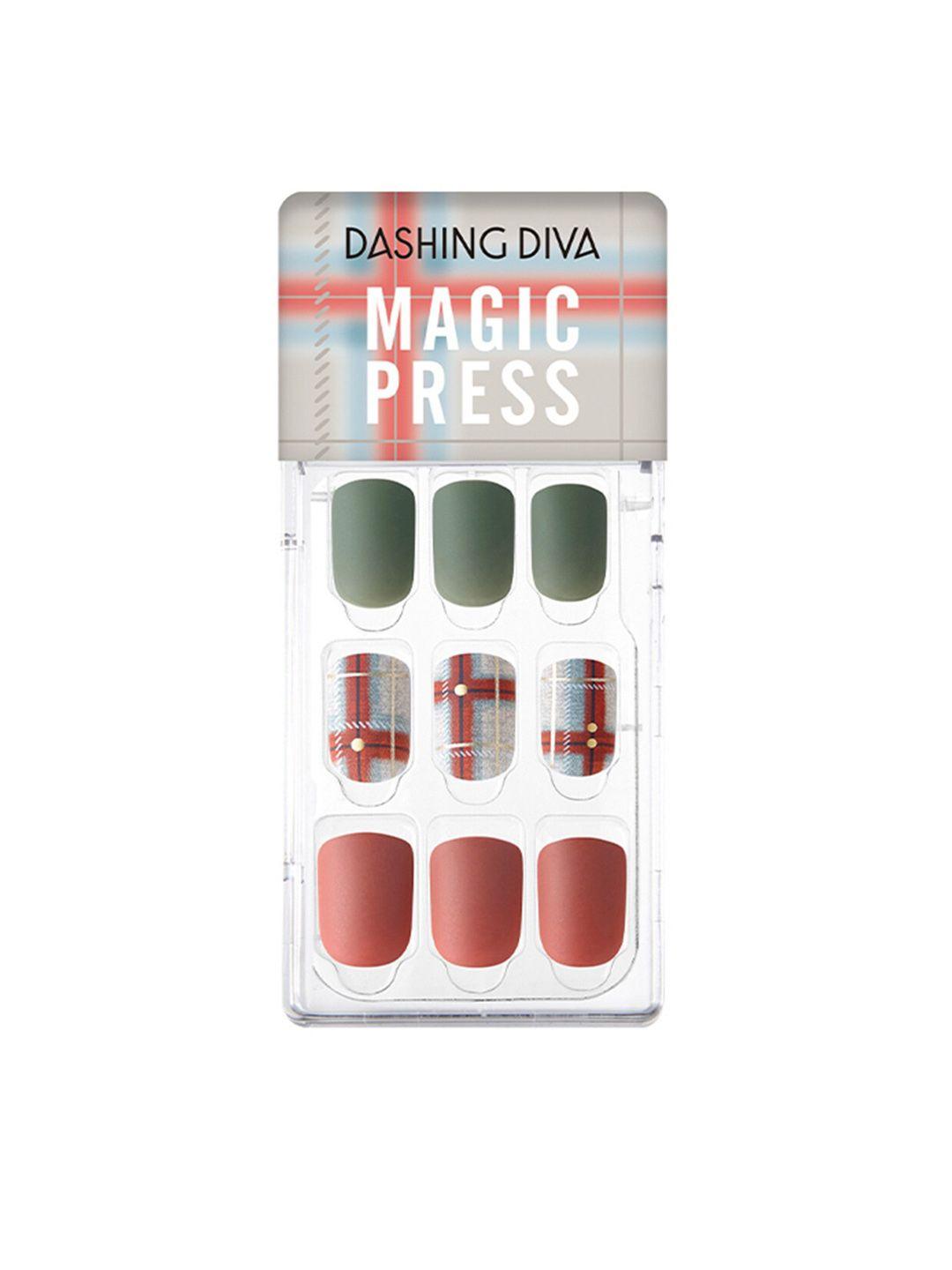dashing diva multicoloured mute check magicpress gel artificial nails