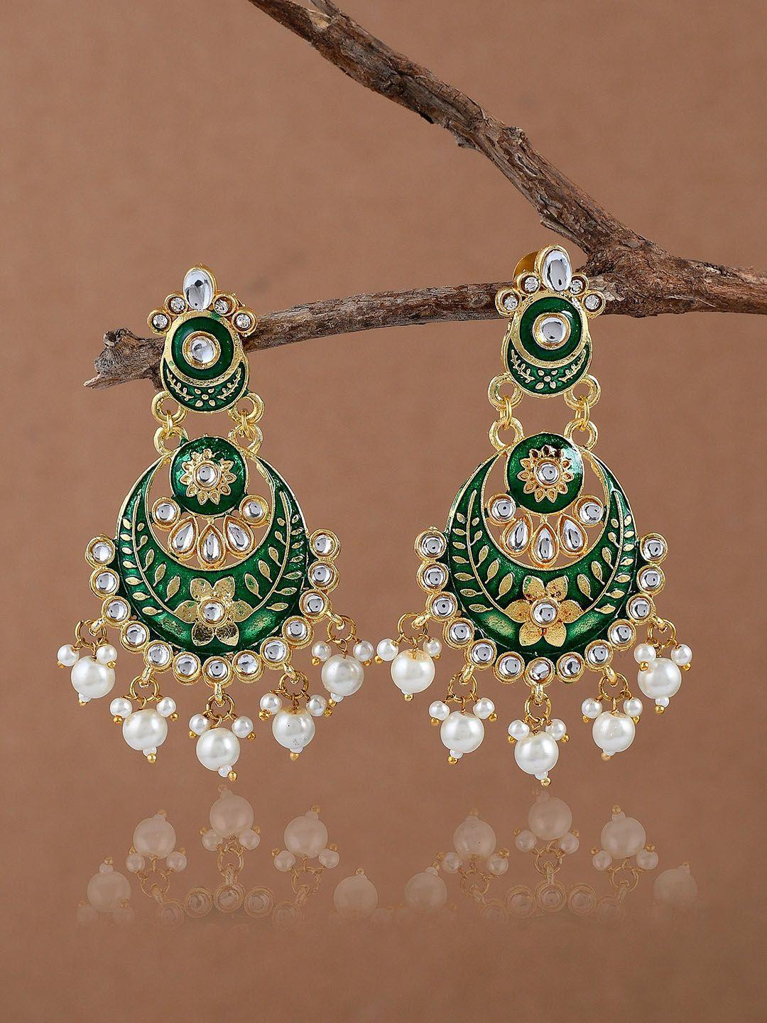dastoor brass-plated contemporary drop earrings