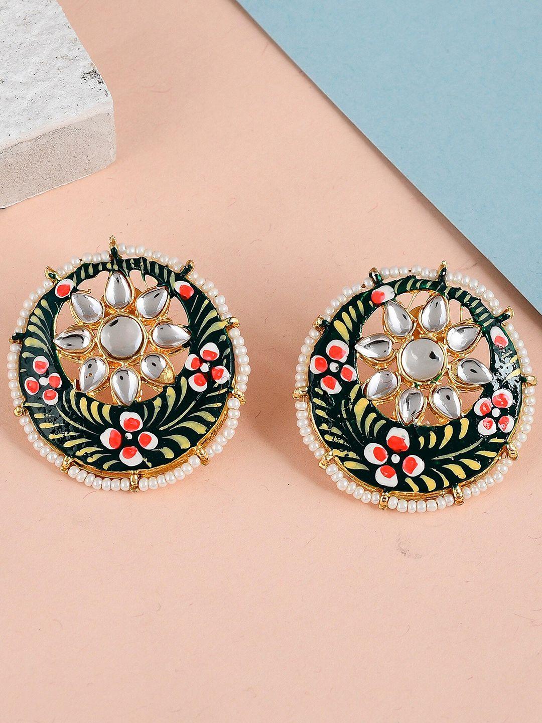 dastoor brass-plated contemporary studs earrings