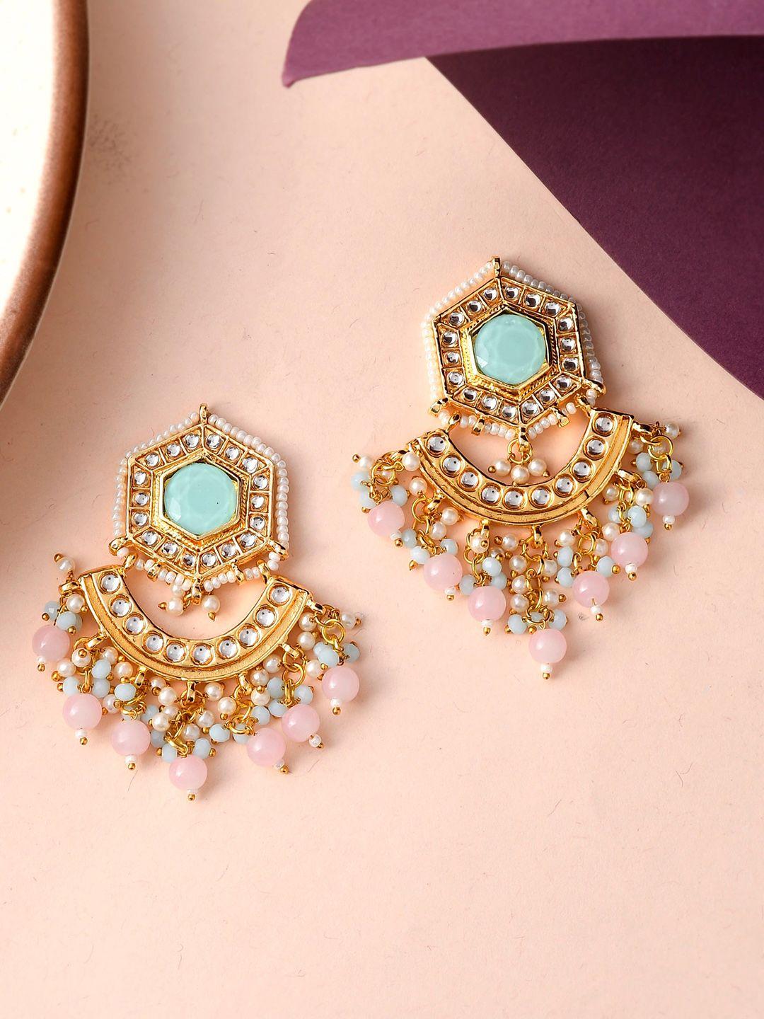 dastoor gold-plated contemporary drop earrings