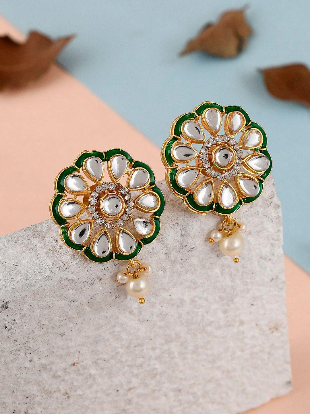 dastoor gold-plated floral studs earrings