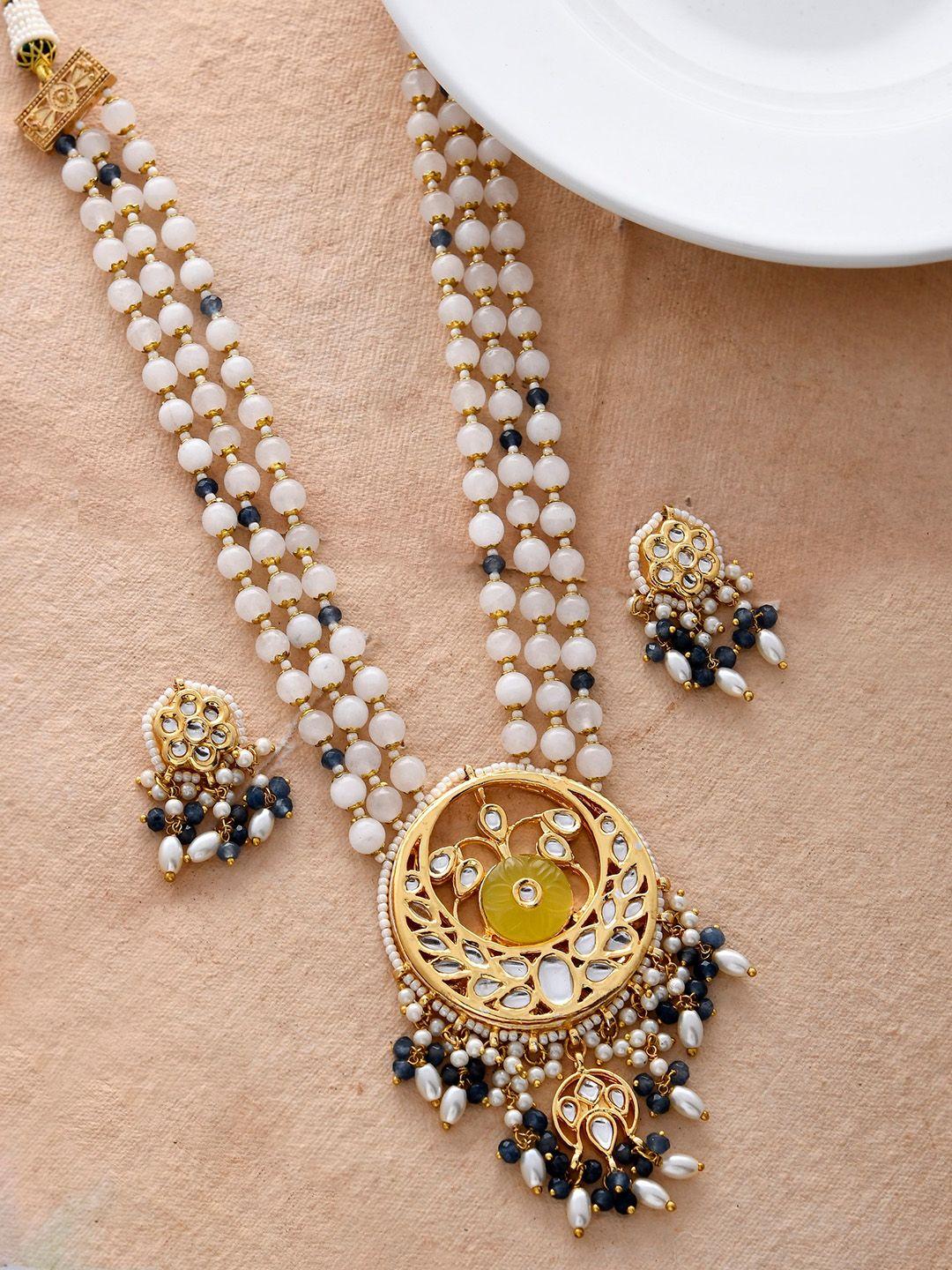 dastoor gold-plated kundan-studded necklace and earrings