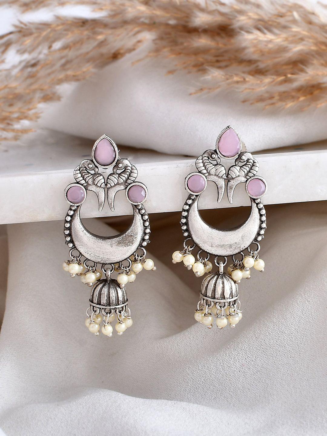 dastoor oxidise silver plated jhumkas