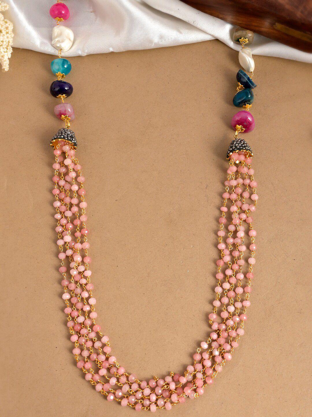 dastoor pink & white brass handcrafted necklace