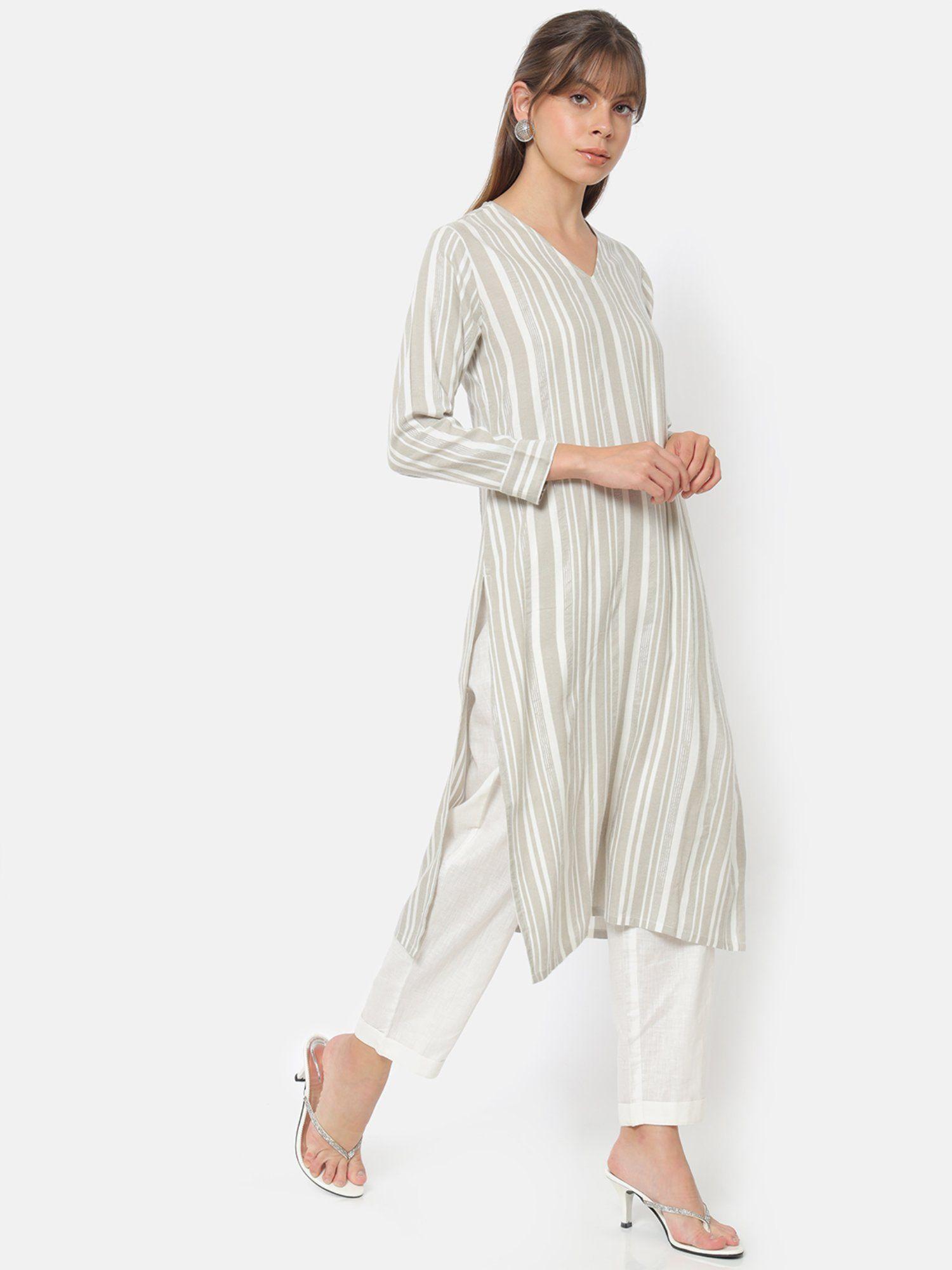 dastoori v-neck stripes kurta