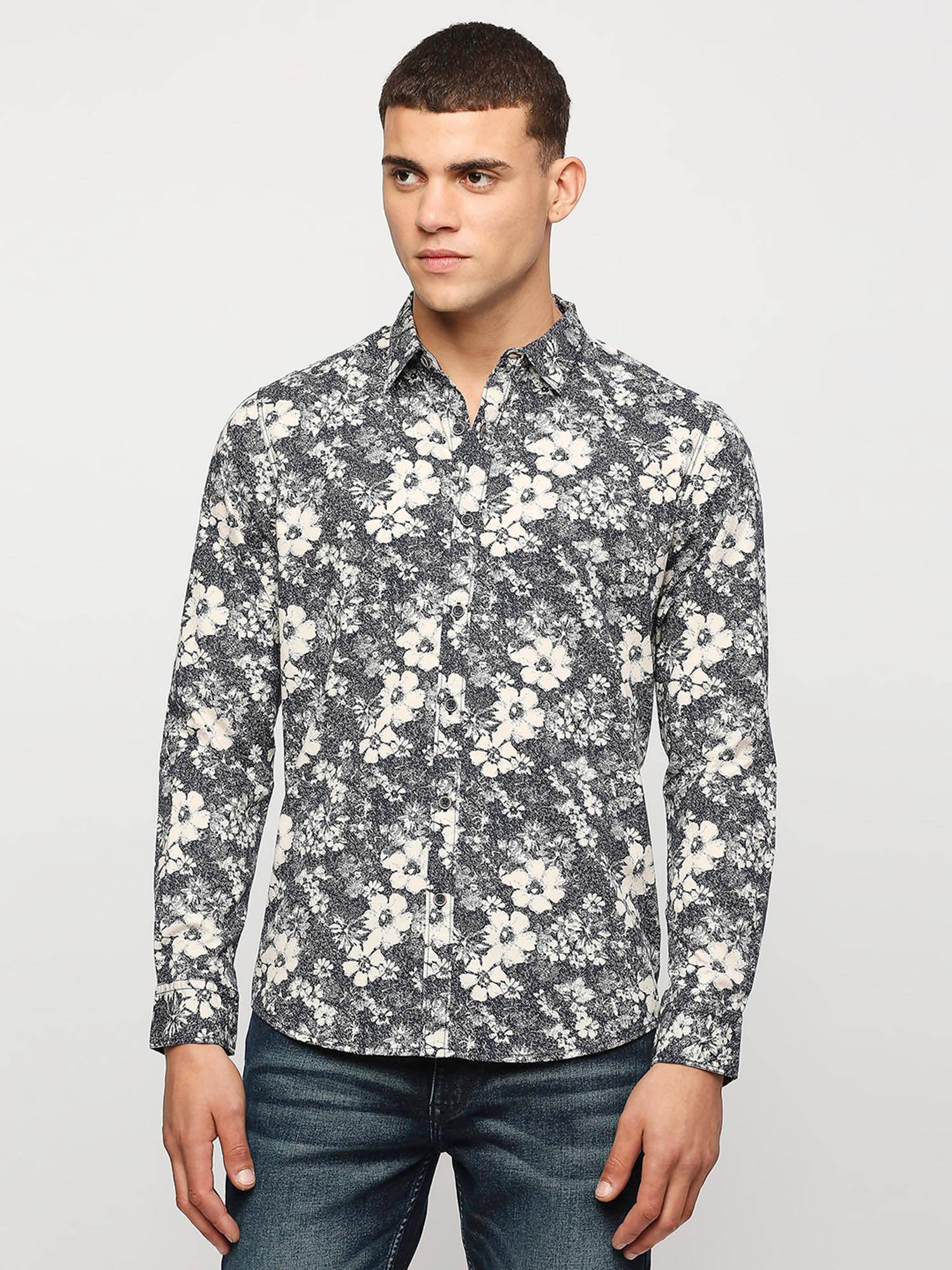 david floral printed poplin grey