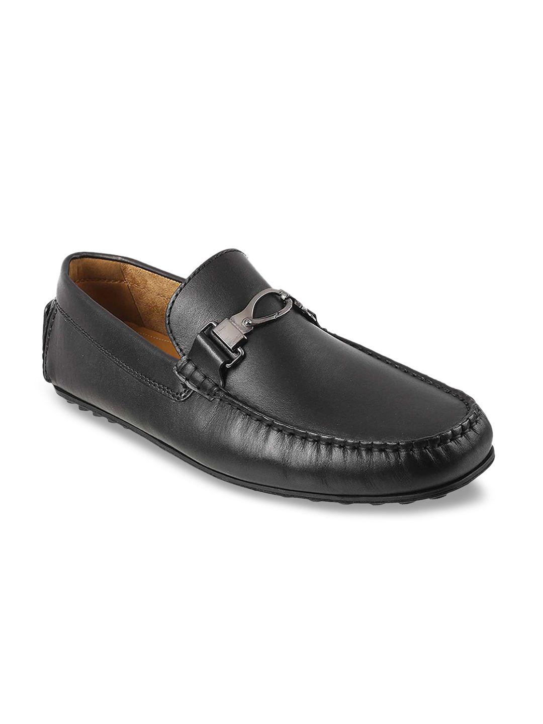 davinchi men black leather loafers