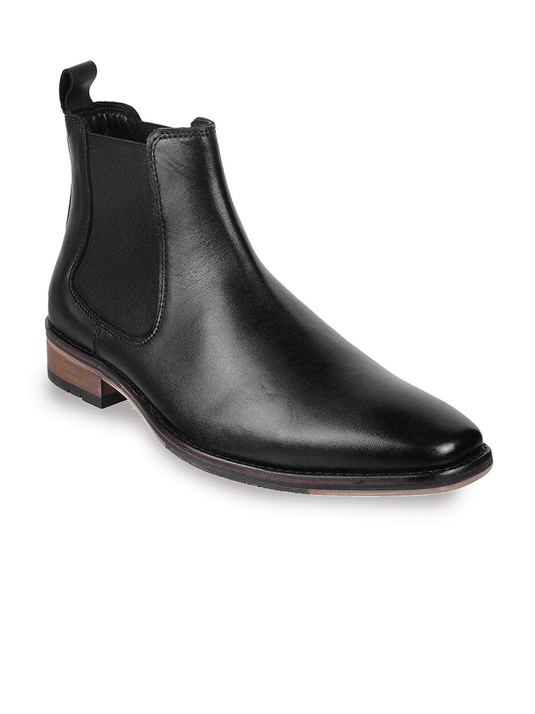 davinchi men leather high-top chelsea boots