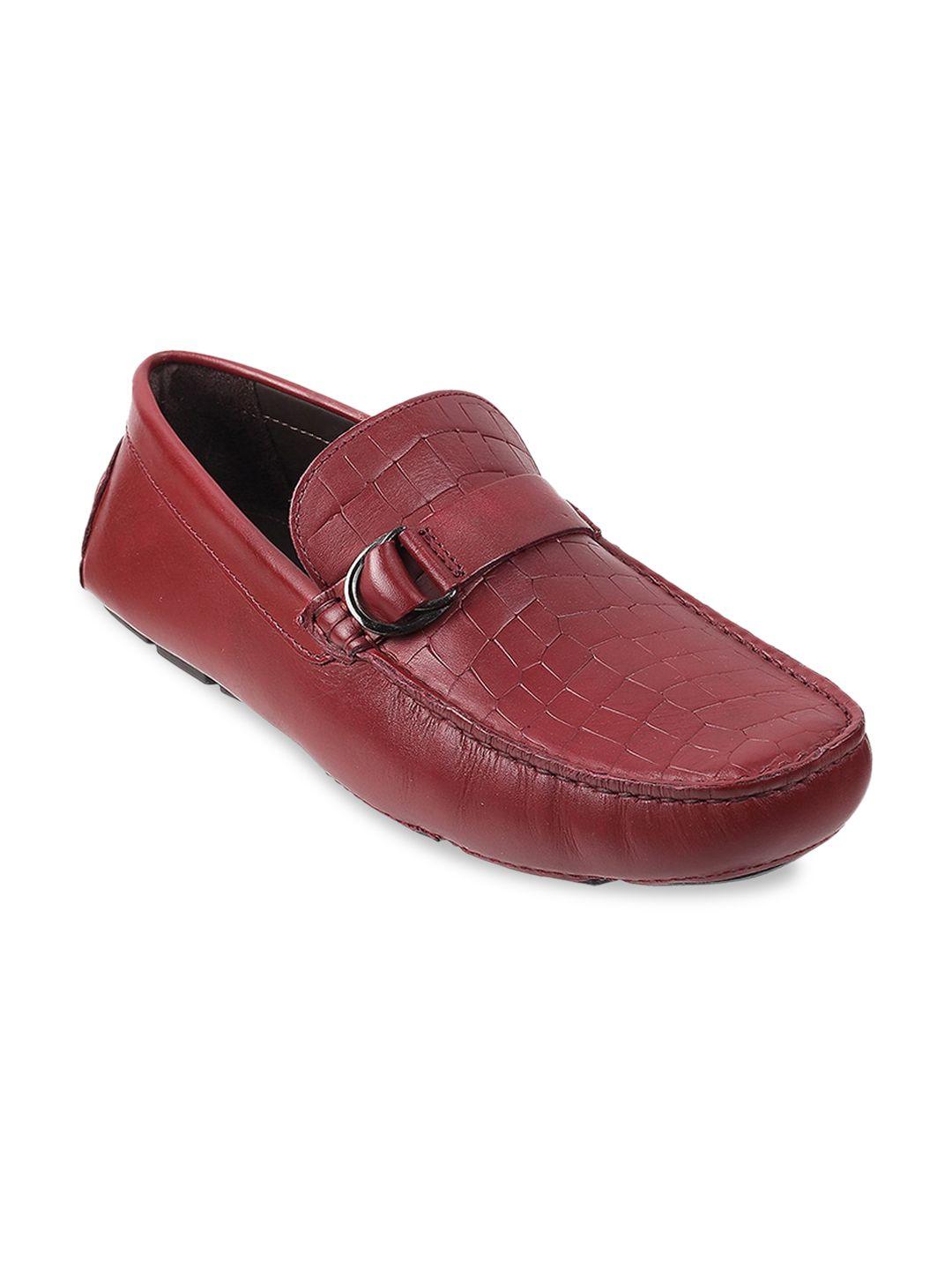 davinchi men maroon leather loafers