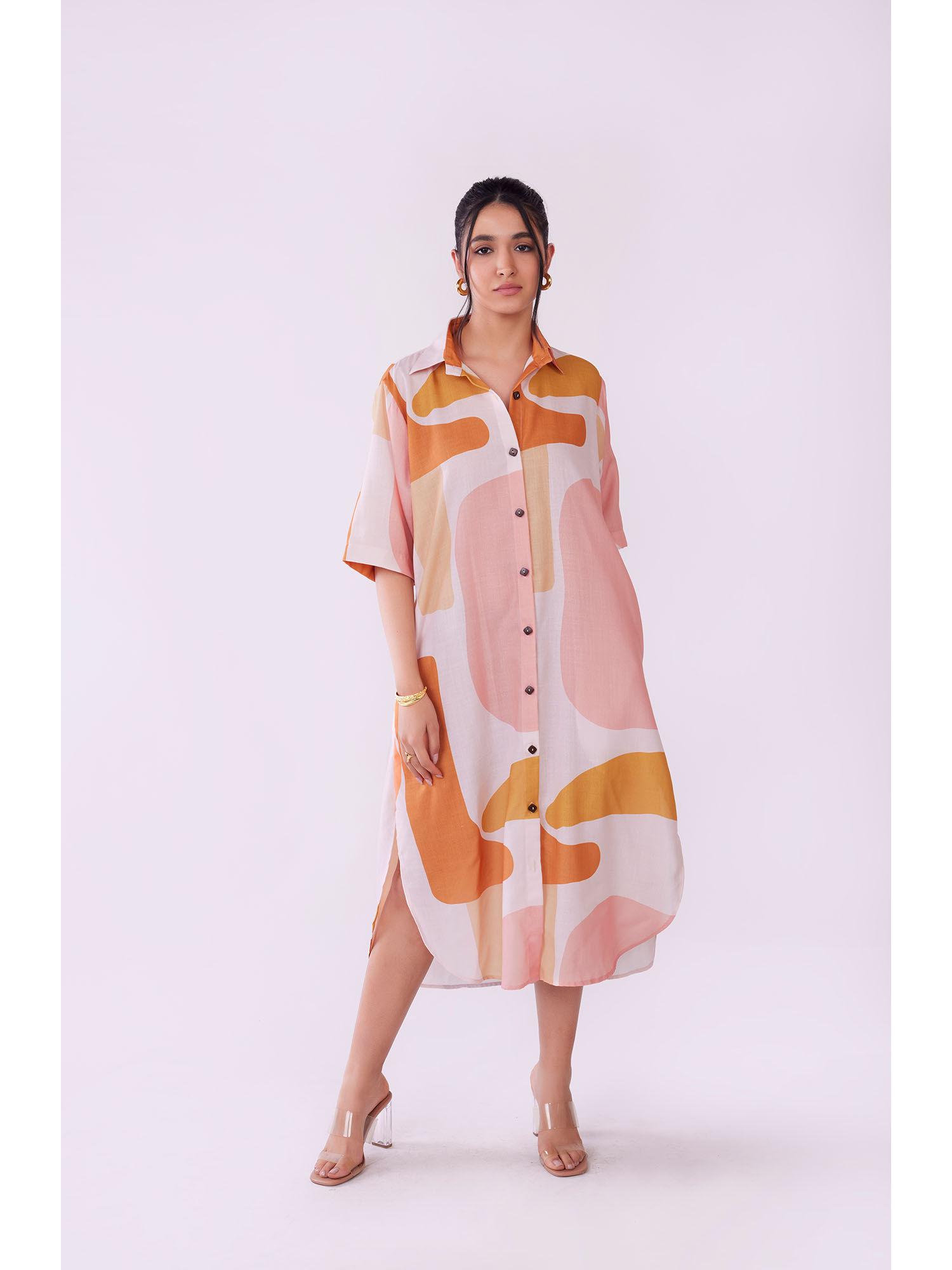 dawn abstract printed shirt dress