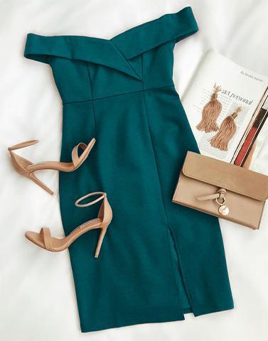 dawn slit green dress