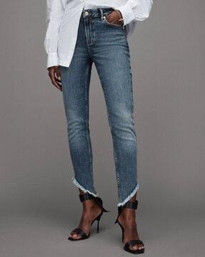 dax asymmetric hem skinny fit jeans