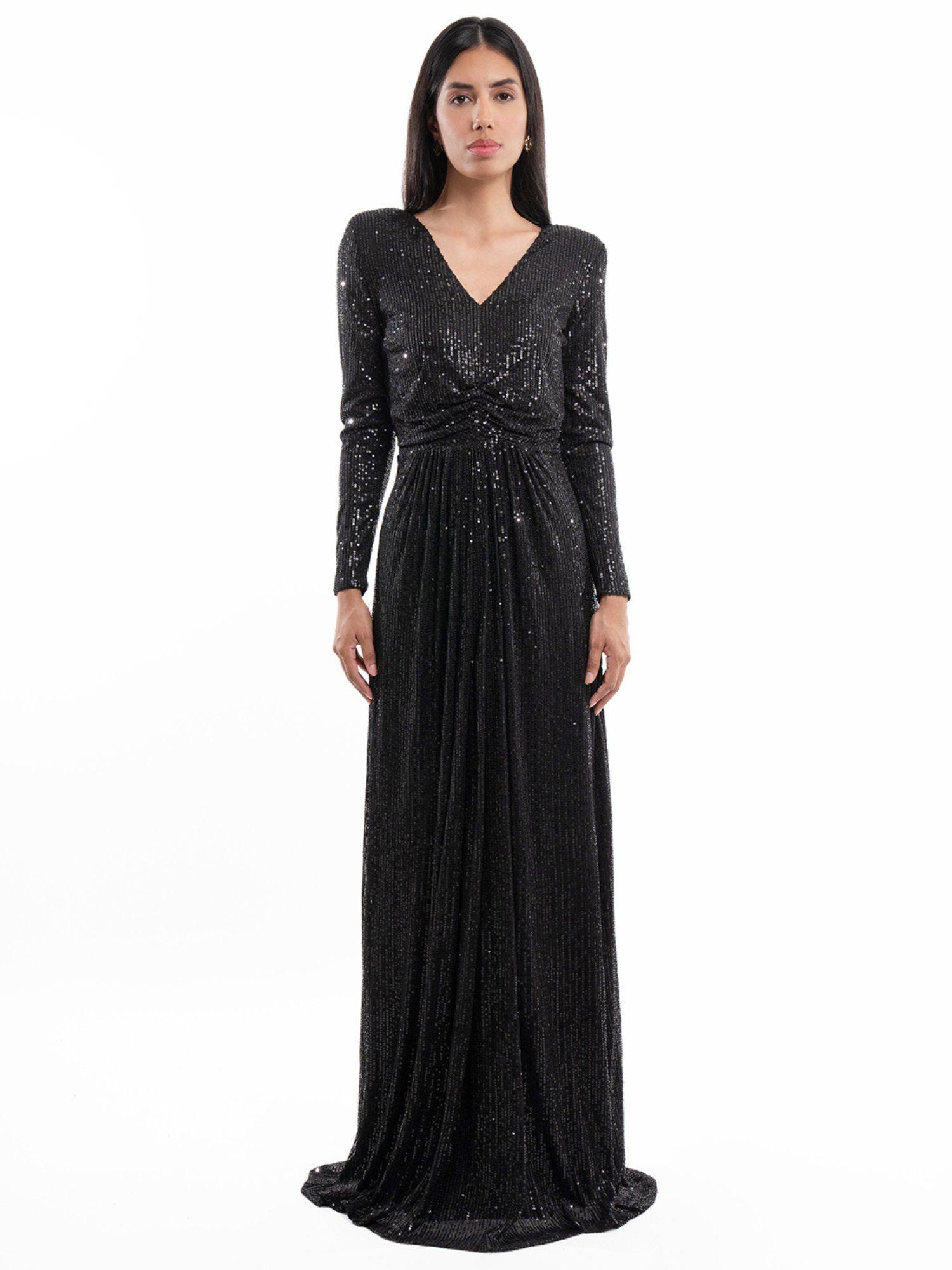 dazzle in divine black maxi dress