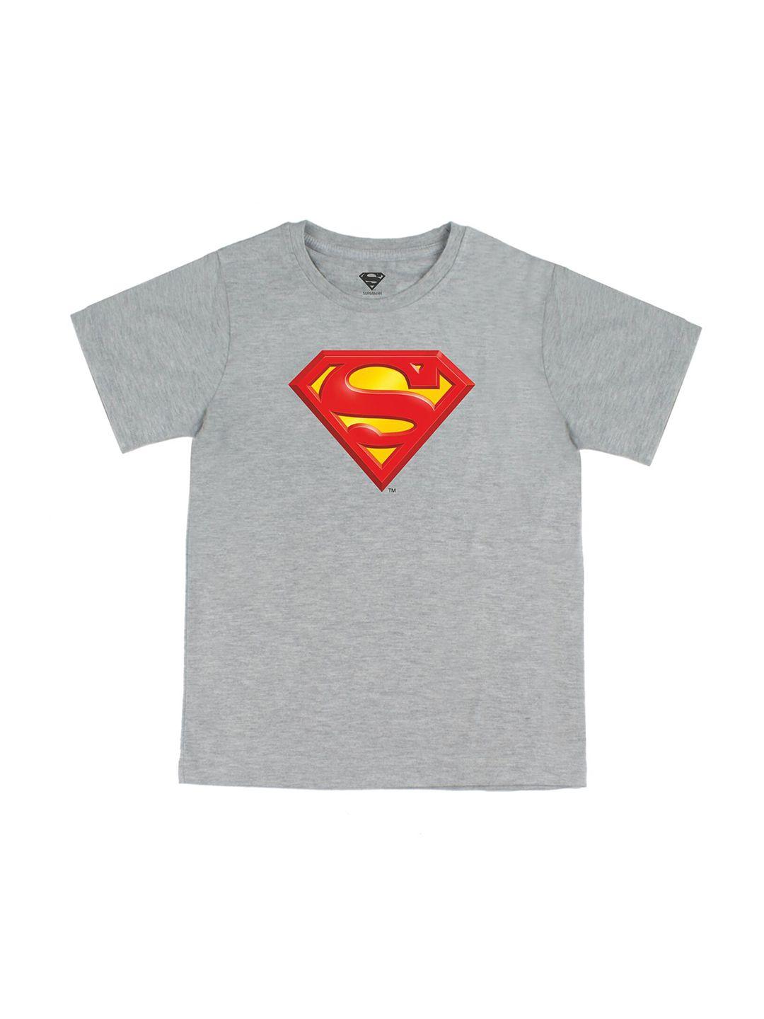 dc by wear your mind boys grey superman printed applique t-shirt