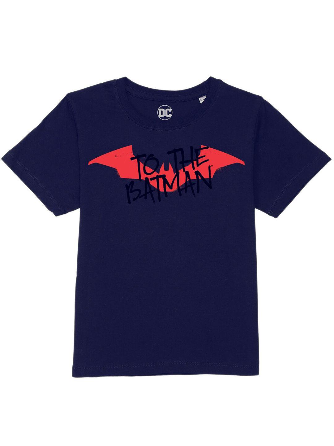 dc by wear your mind boys navy blue graphic printed cotton t-shirt