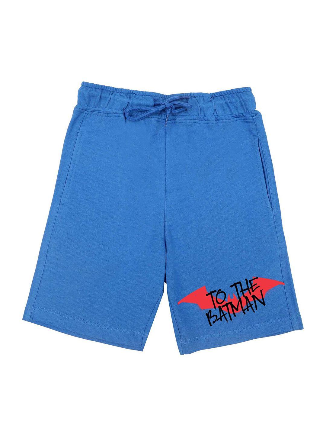 dc by wear your mind boys blue regular fit superhero printed batman cotton shorts