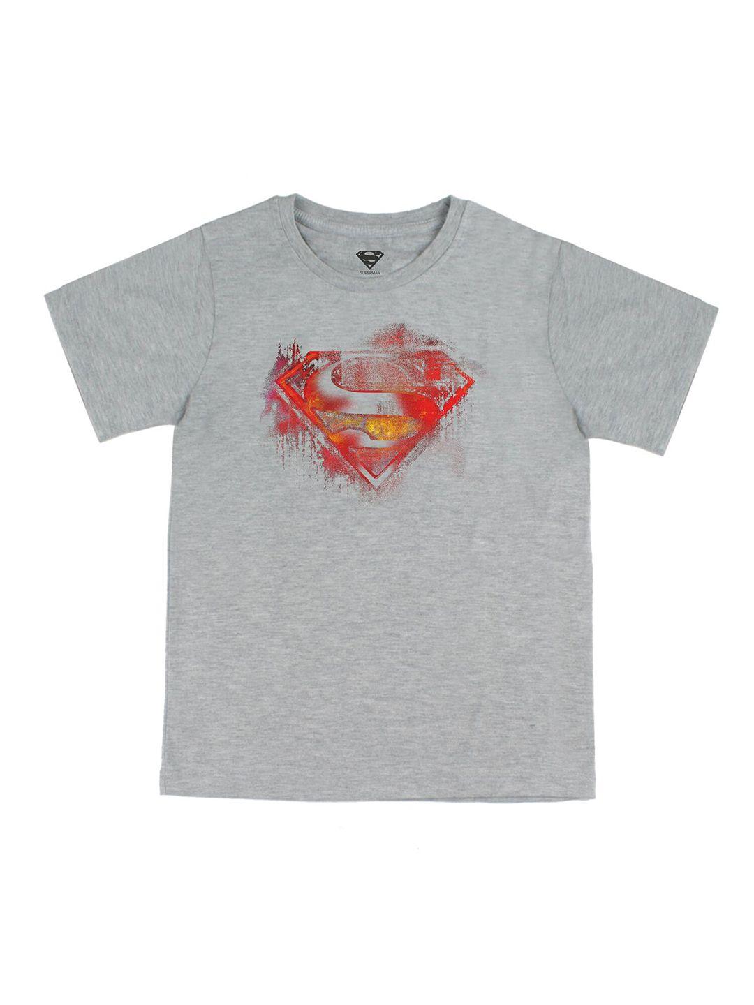 dc by wear your mind boys grey superman printed pure cotton t-shirt