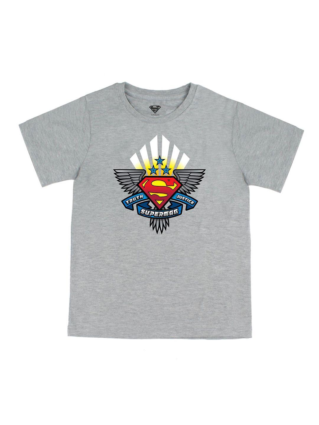 dc by wear your mind boys grey superman printed pure cotton t-shirt