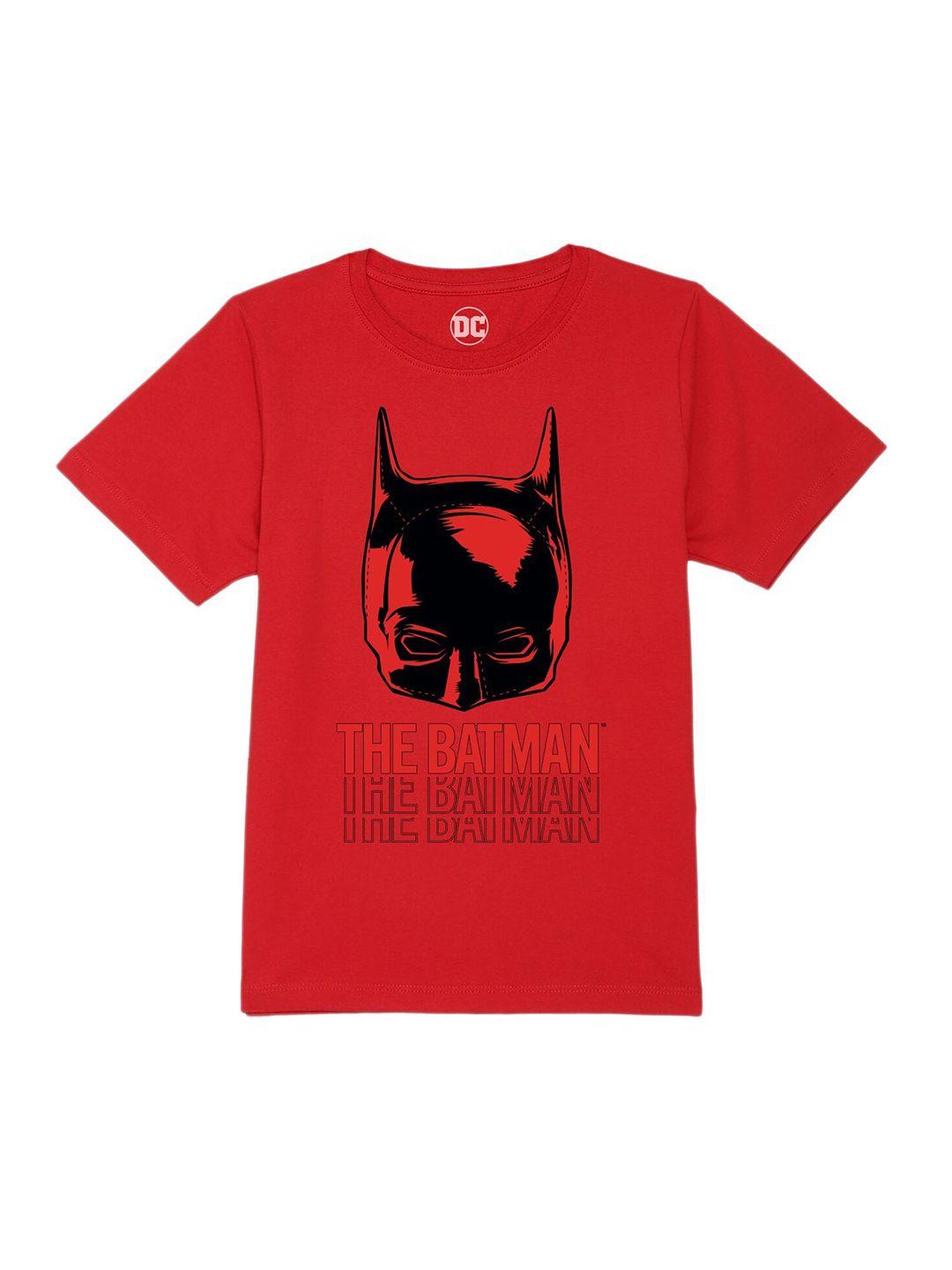 dc by wear your mind boys red typography batman printed t-shirt