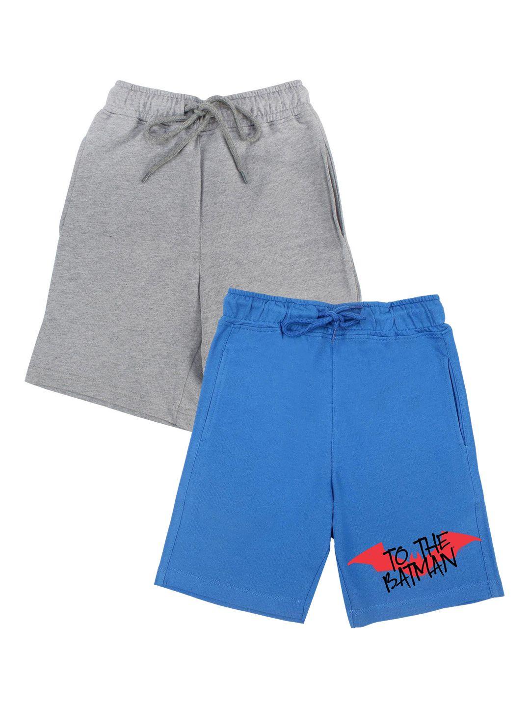 dc by wear your mind boys set of 2 blue & grey batman outdoor shorts