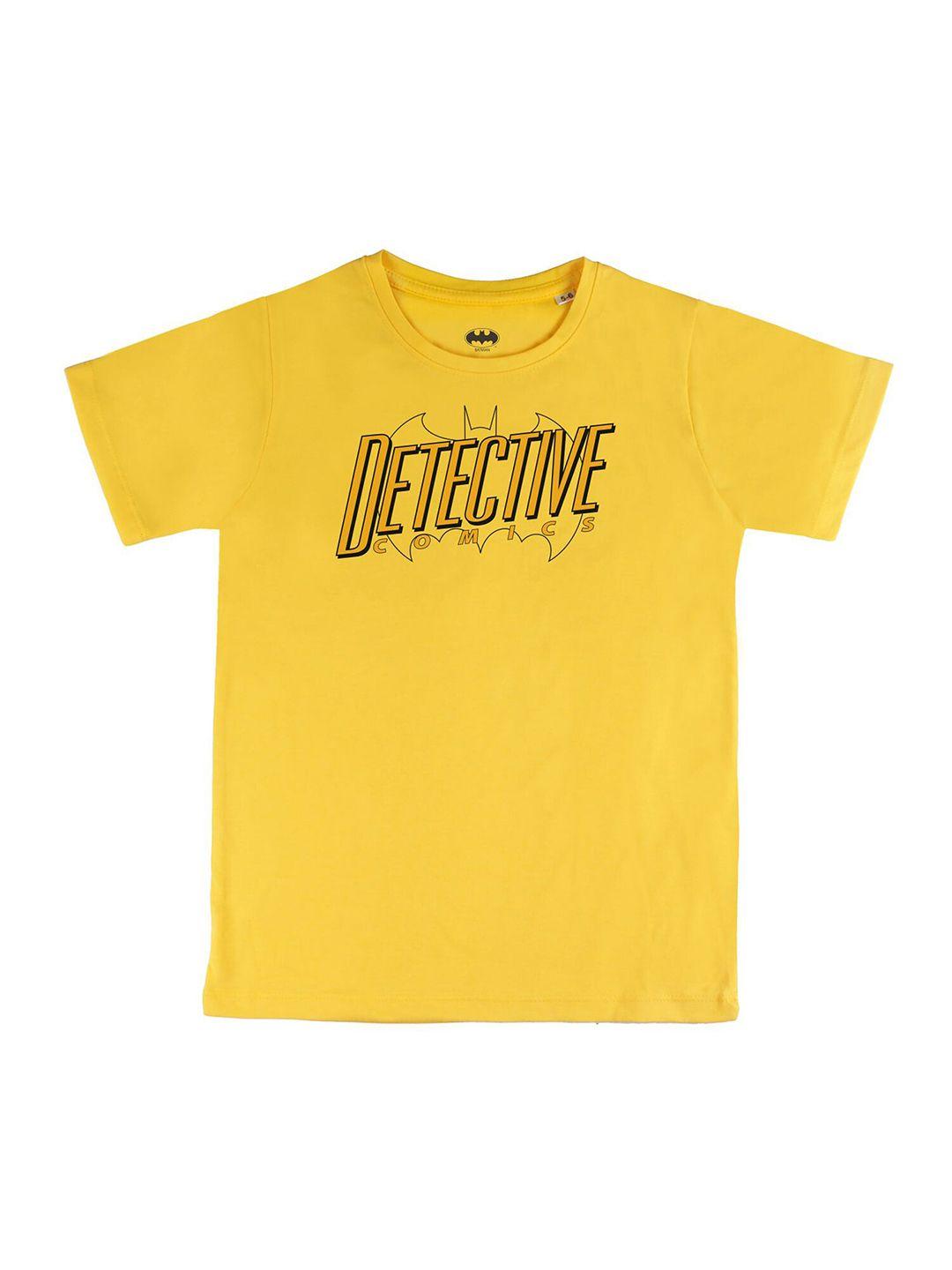dc by wear your mind boys yellow batman printed cotton t-shirt
